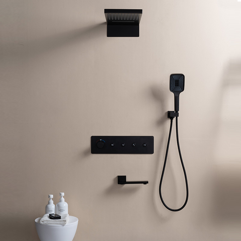 OEM-Thermostat-Duschgarnitur mit Wannenfüller und an der Wand befestigtem Duschkopf, rund/eckig