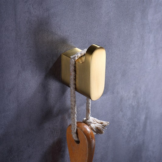 4-teiliges Badzubehör-Set mit Handtuchhalter, Handtuchstange, Papierhalter, Handtuchring in gebürstetem Gold