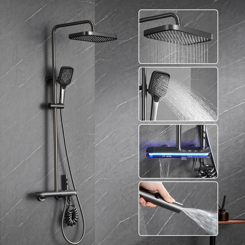 Tiktok Piano Key Badezimmer-Duschsystem mit Regenduschkopf, LED-Digital-Temperaturanzeige