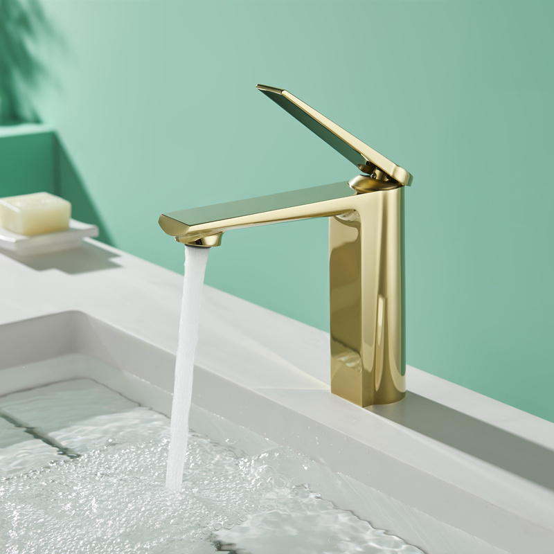 Gold-Badezimmer-Waschtischarmaturen Finish Einloch-Wasserhahn Einhand-Badezimmerarmatur