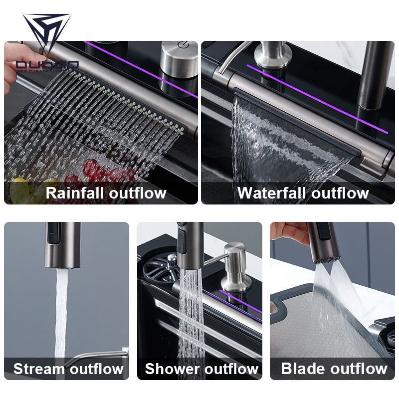 rain waterfall kitchen sink faucet