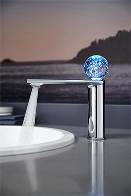 Neuer Trend-Design-Waschtischhahn mit LED-Licht und Kristallgriff